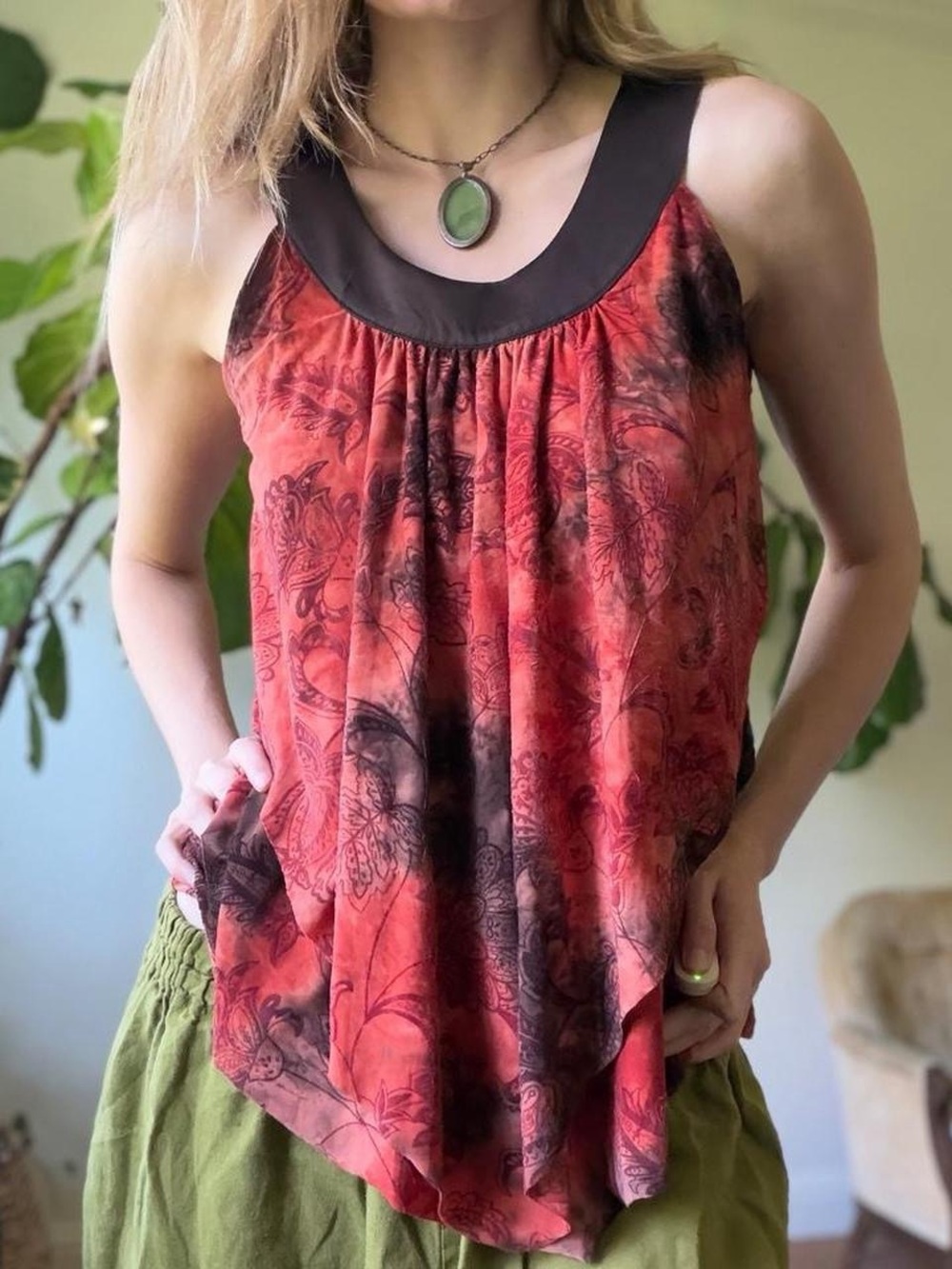 Y2K boho fairy flowy halter tank top